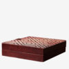 HUM 035 - HUMIDOR BOX - WHITE(TOOLED) + REDDISH BROWN